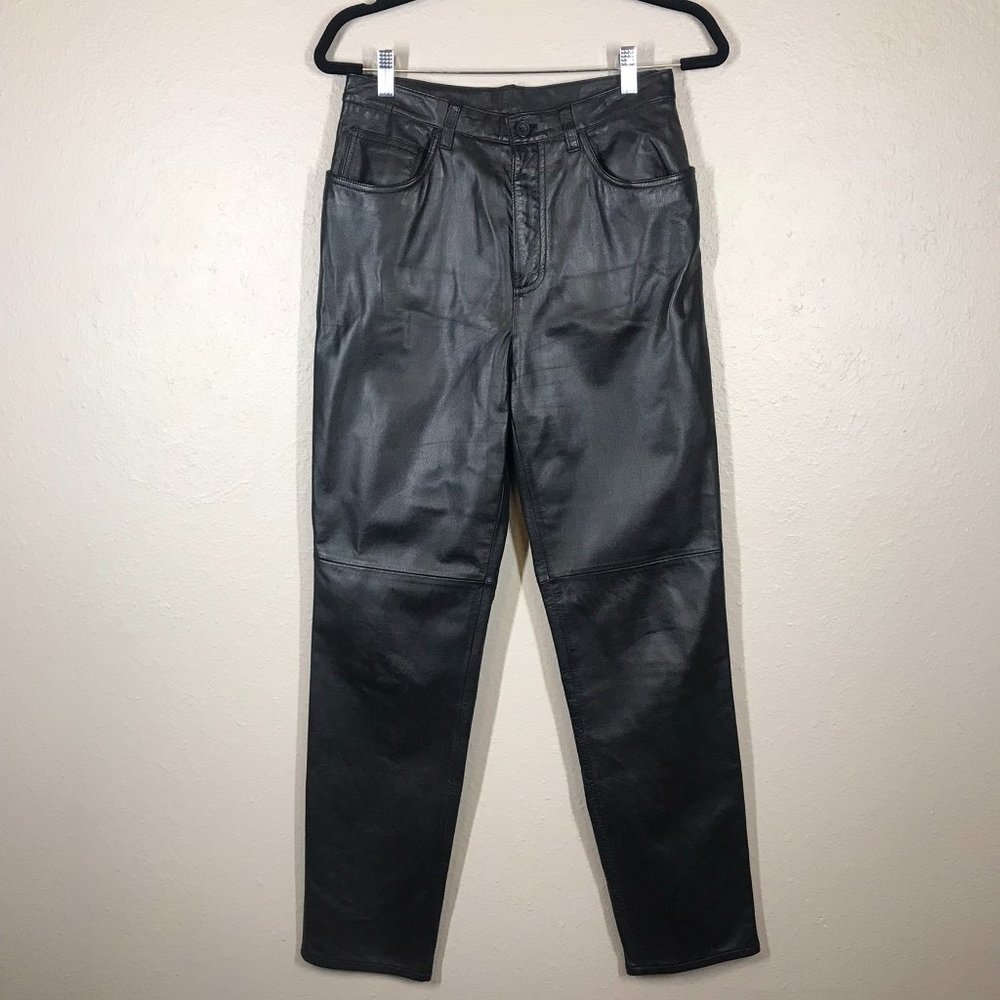 Vintage Jones New York Sport Black 100% Genuine Leather Pants